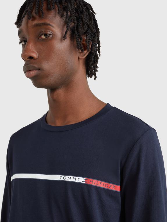 سماء الصحراء Tommy Hilfiger تيشيرت بأكمام طويلة وقصة ضيقة بلونين 44644774