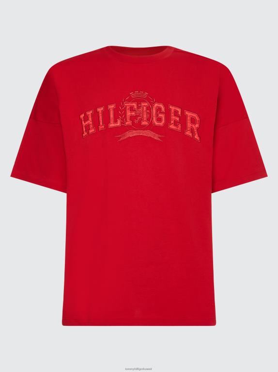 الأحمر الأساسي Tommy Hilfiger تي شيرت جامعي من القطن العضوي من كريست 44644775