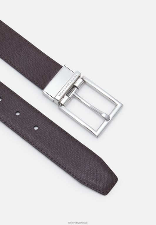 أسود/بورجوندي Tommy Hilfiger حزام رسمي ذو وجهين 446447757