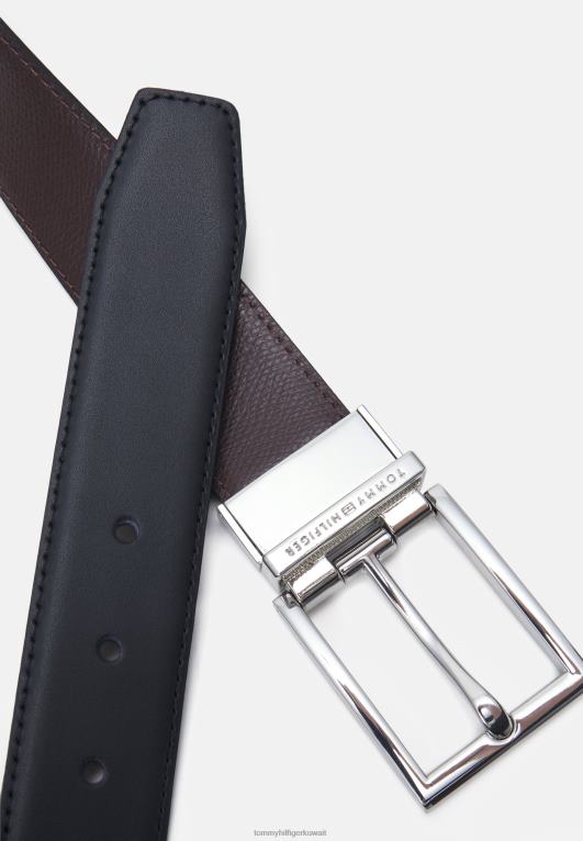 أسود/بورجوندي Tommy Hilfiger حزام رسمي ذو وجهين 446447757