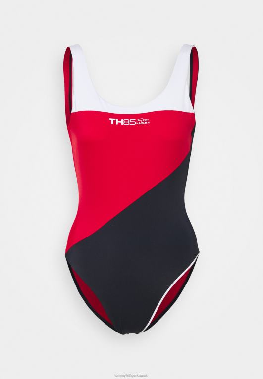 الأحمر الأساسي Tommy Hilfiger ملابس السباحة قطعة واحدة 446447786