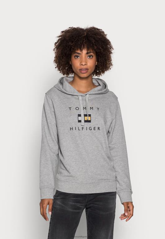 هيذر رمادي فاتح Tommy Hilfiger هوديي لوركس عادي بأكمام طويلة 446447794