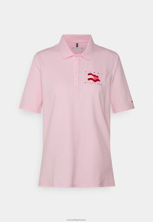 الوردي الباستيل Tommy Hilfiger قميص بولو بعلم القطيع العادي 446447812