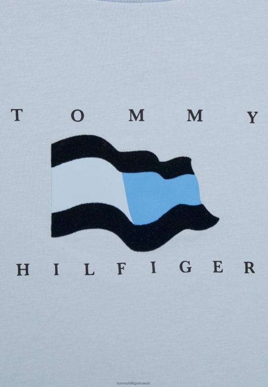 أزرق منسم Tommy Hilfiger تي شيرت بطبعة علم مفتوح 446447833