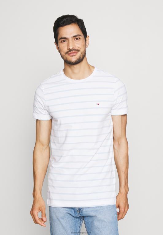 أبيض/أزرق منسم Tommy Hilfiger تي شيرت أساسي 446447843