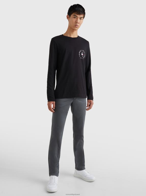 أسود Tommy Hilfiger تيشيرت بشعار الماركة وأكمام طويلة 44644785