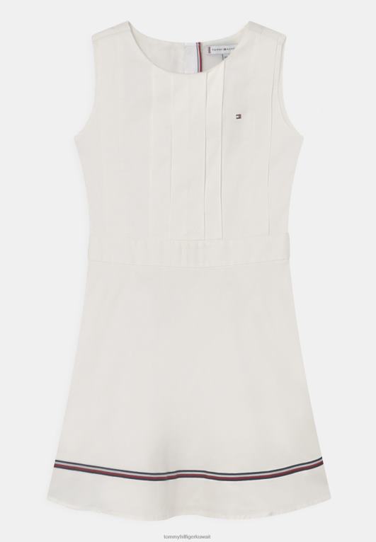 بيج فاتح Tommy Hilfiger فستان مخطط عالمي فستان كوكتيل/فستان حفلة 446447850