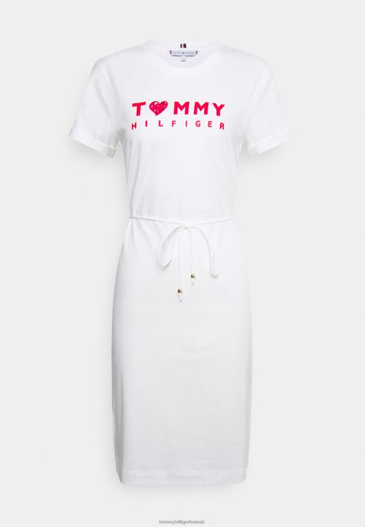 بيج فاتح Tommy Hilfiger فستان جيرسيه قصير بشعار الماركة 446447851