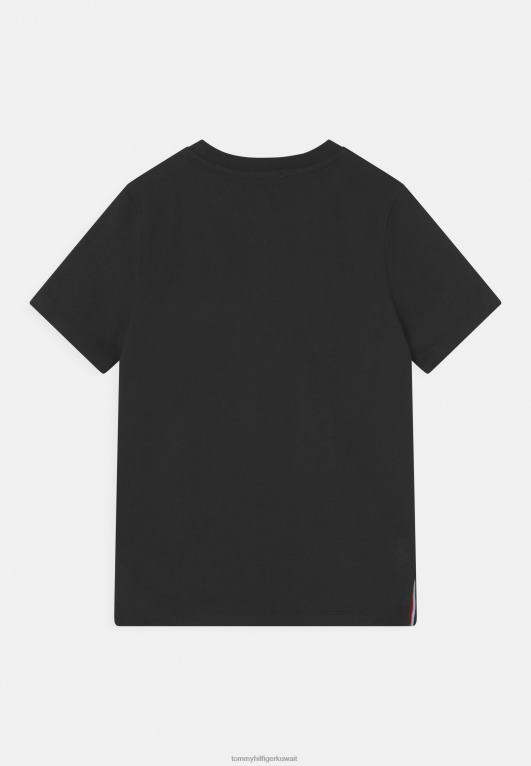 أسود Tommy Hilfiger تي شيرت بطبعة جيب للجنسين 446447865