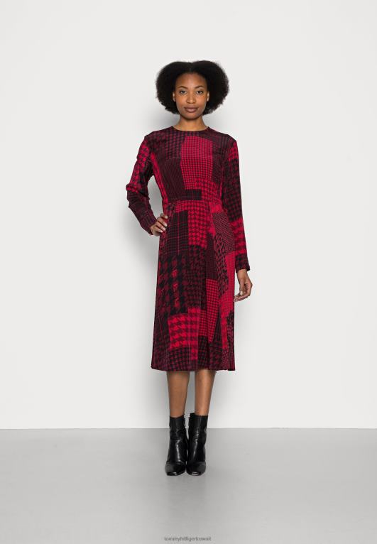 أحمر Tommy Hilfiger أيقونة المرقعة فستان ميدي اللباس اليوم 446447869