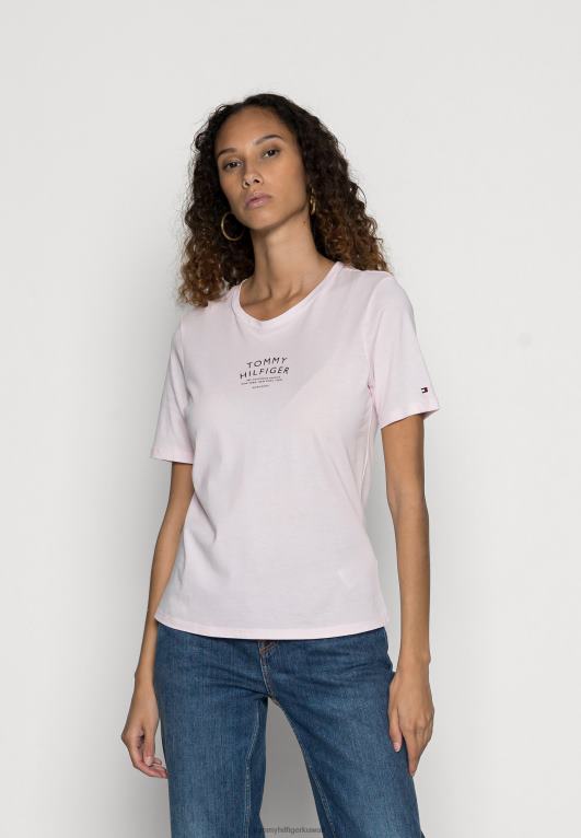وردي فاتح Tommy Hilfiger تي شيرت بطبعة نص عادي 446447896