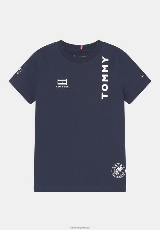 البحرية الشفق Tommy Hilfiger تي شيرت مطبوع متعدد المواضع 446447899