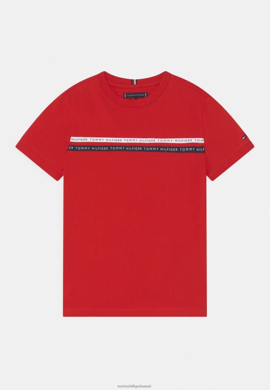 قرمزي عميق Tommy Hilfiger تي شيرت بطباعة شريط 446447900