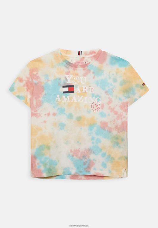 صبغة ربطة عنق إيكرو Tommy Hilfiger تي شيرت مطبوع بصبغة التعادل 446447902