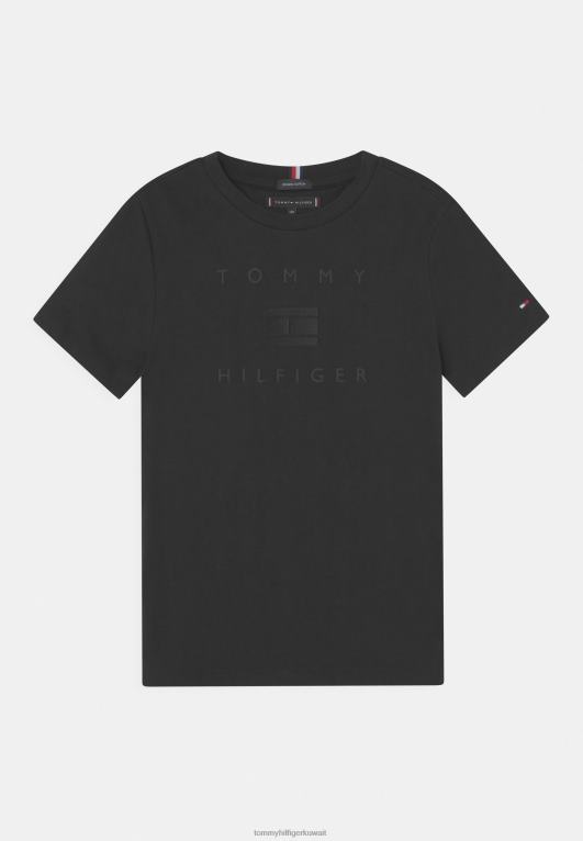 أسود Tommy Hilfiger تي شيرت مطبوع عليه شعار العمل الفني 446447903