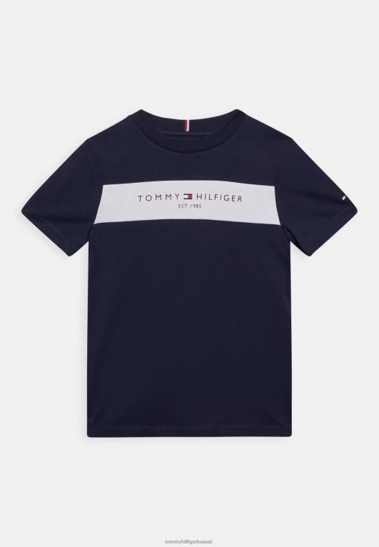 البحرية الشفق Tommy Hilfiger تي شيرت بطبعة كتلة الألوان الأساسية 446447905