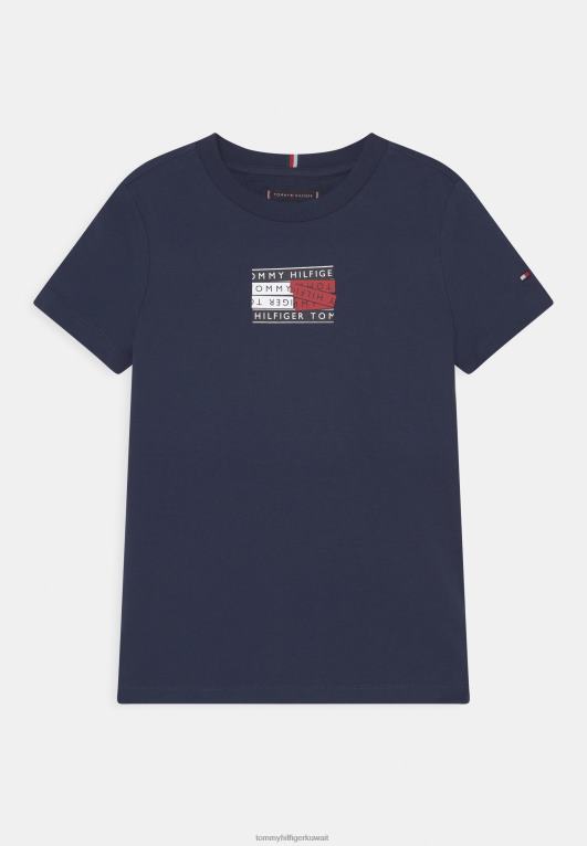 البحرية الشفق Tommy Hilfiger تي شيرت بطبعة شريط جرافيك 446447907