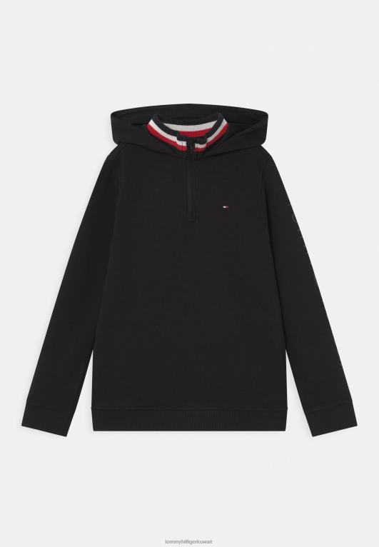 أسود Tommy Hilfiger هوديي ذو ياقة مزدوجة متناغم 446447908