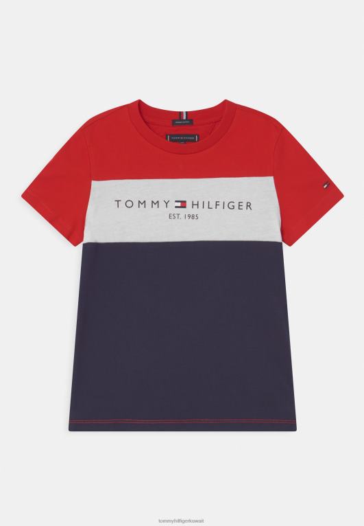 البحرية الشفق Tommy Hilfiger تي شيرت بطبعة كتلة الألوان الأساسية 446447909