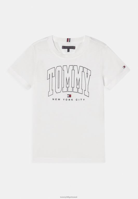 أبيض Tommy Hilfiger تيشيرت بطبعة شعار اسكواش جريئة 446447910