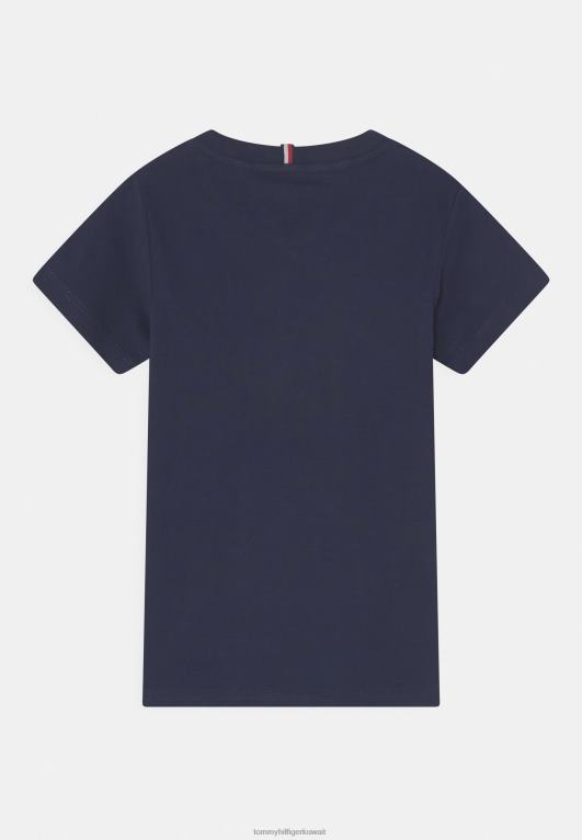 البحرية الشفق Tommy Hilfiger تيشيرت بطبعة شعار اسكواش جريئة 446447911