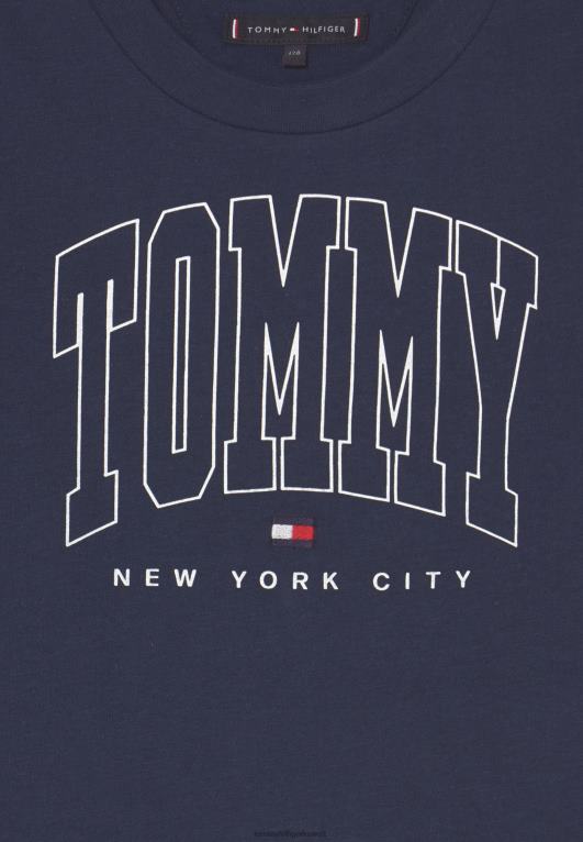 البحرية الشفق Tommy Hilfiger تيشيرت بطبعة شعار اسكواش جريئة 446447911