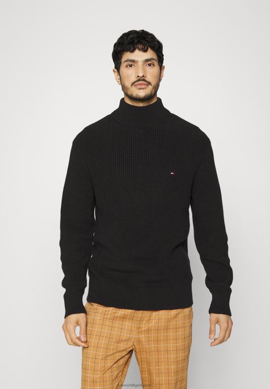 أسود Tommy Hilfiger كنزة برقبة وهمية 446447926