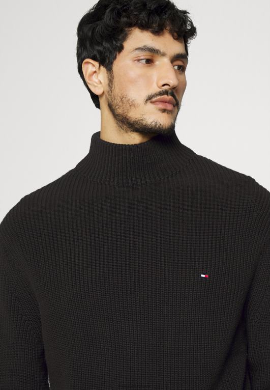 أسود Tommy Hilfiger كنزة برقبة وهمية 446447926