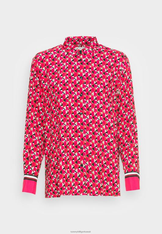 جزيرة جغرافية/وردي كبير Tommy Hilfiger بلوزة فلور مريحة بأزرار سفلية 446447928