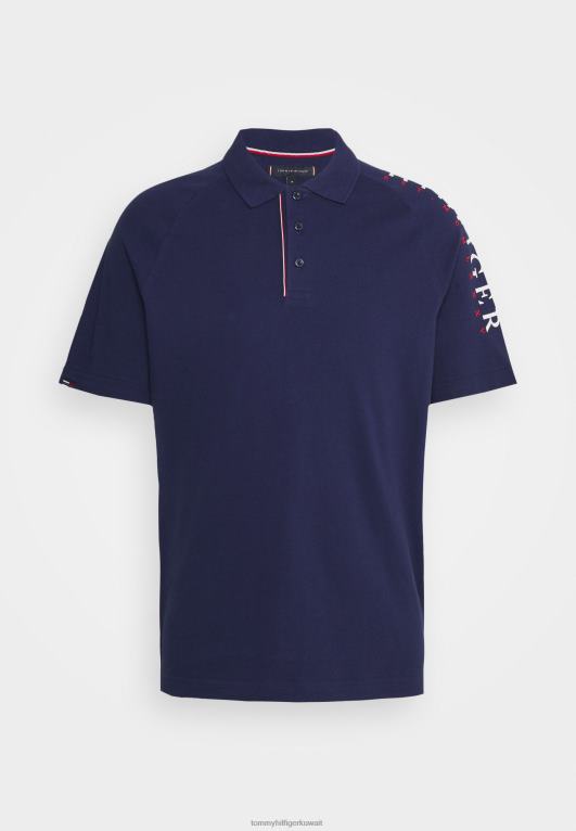 ييل البحرية Tommy Hilfiger قميص بولو بأكمام بشعار الماركة 446447930