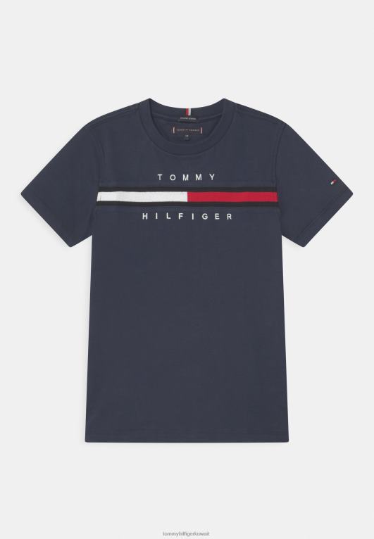 البحرية الشفق Tommy Hilfiger تيشيرت بطبعة العلم 446447947