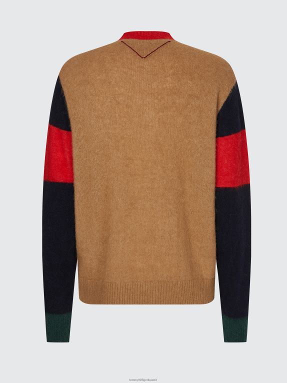 الكاكي الريف Tommy Hilfiger سترة صوفية مطرزة بالألوان 44644794