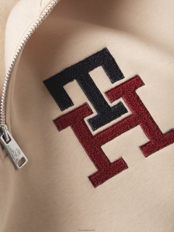 دقيق الشوفان الدافئ Tommy Hilfiger سويت شيرت نصف سحاب مزين بشعار المونوغرام 44644795