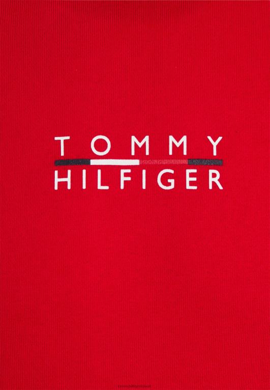 الأحمر الأساسي Tommy Hilfiger كنزة بغطاء رأس وشعار مربع 446447962
