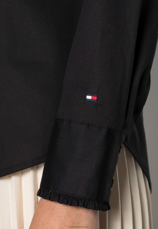 أسود Tommy Hilfiger تمتد بلوزة مكشكش ضئيلة 446447977