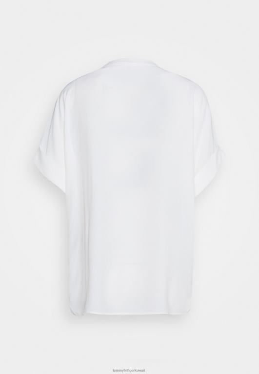 بيج فاتح Tommy Hilfiger بلوزة كريب بأزرار للأسفل 446447996