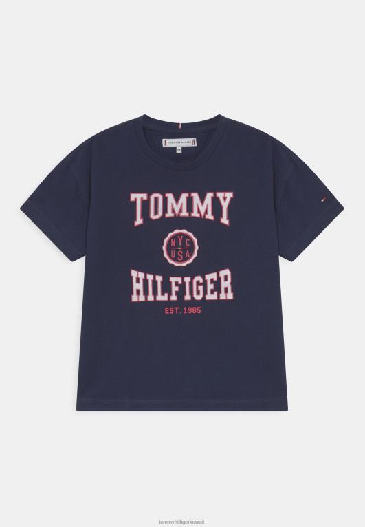 البحرية الشفق Tommy Hilfiger تيشيرت بطبعة اسكواش 446447997