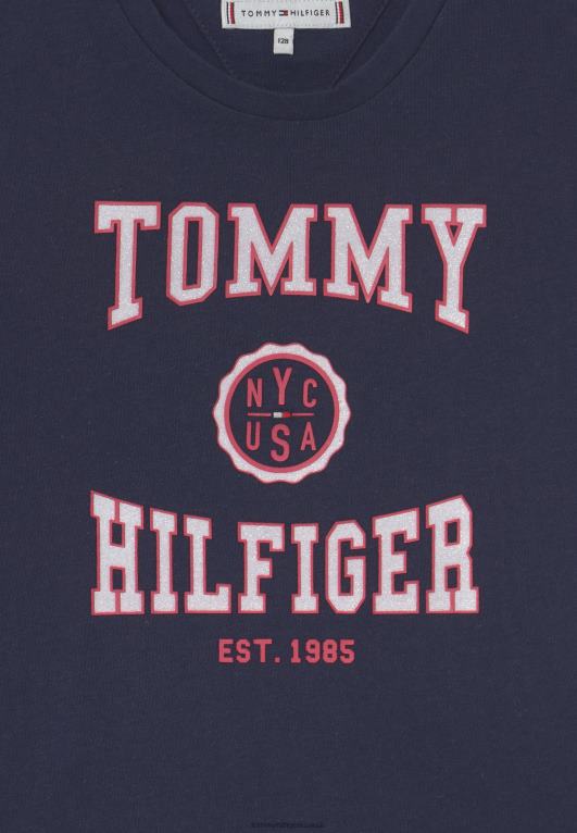 البحرية الشفق Tommy Hilfiger تيشيرت بطبعة اسكواش 446447997