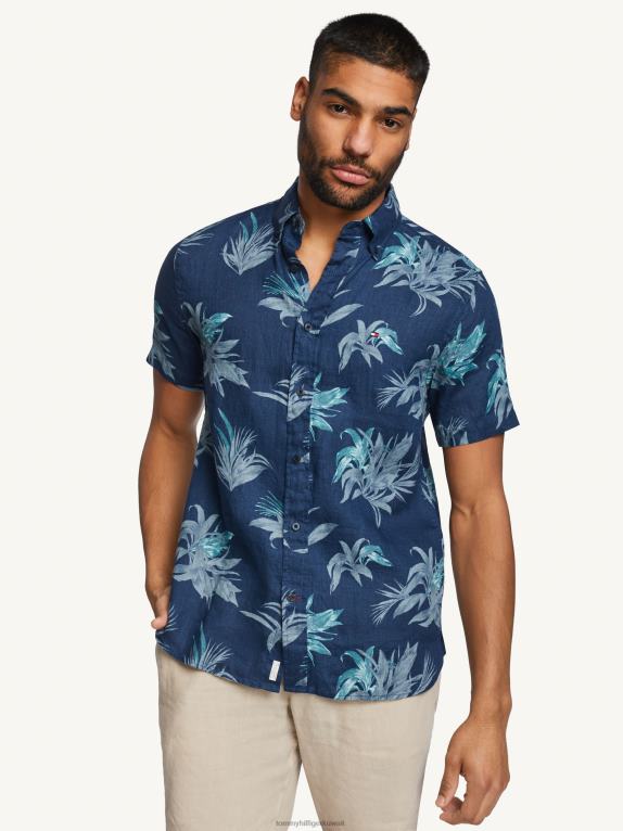 البحرية في كل مكان Tommy Hilfiger قميص من ورق الكتان الفاخر 44644800