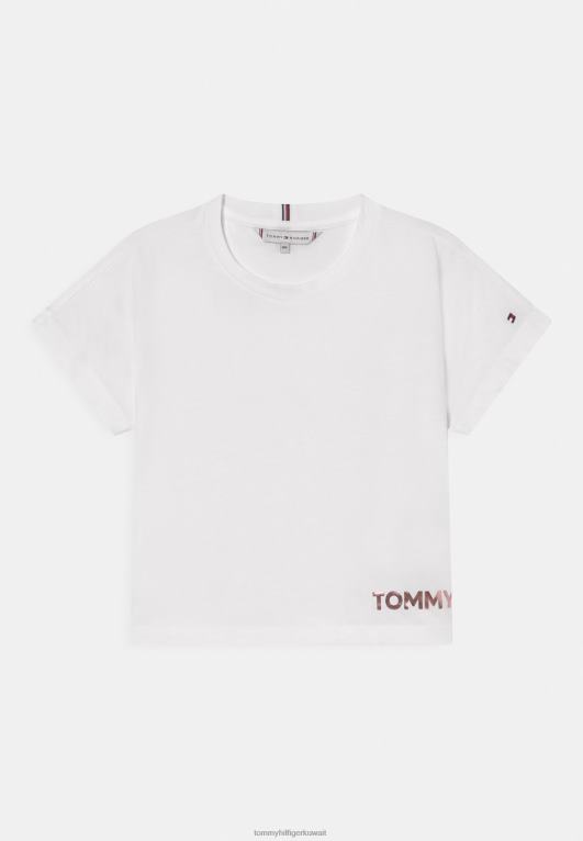 أبيض Tommy Hilfiger تي شيرت بطبعة رقائق معدنية 446448001