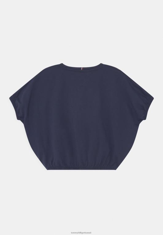 البحرية الشفق Tommy Hilfiger تي شيرت مطبوع عليه شعار فويل 446448011