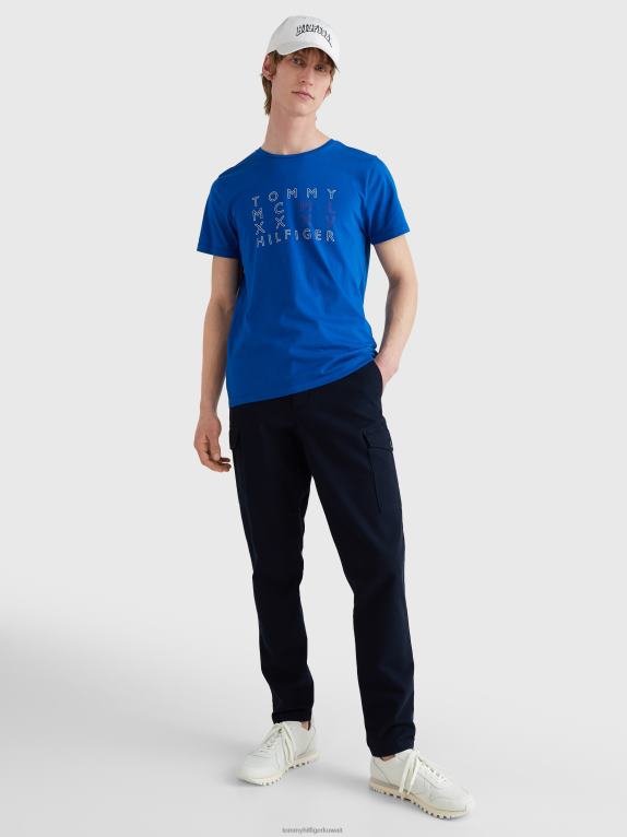 الجزيرة اليونانية الزرقاء Tommy Hilfiger تي شيرت بشعار نص التوقيع 44644802