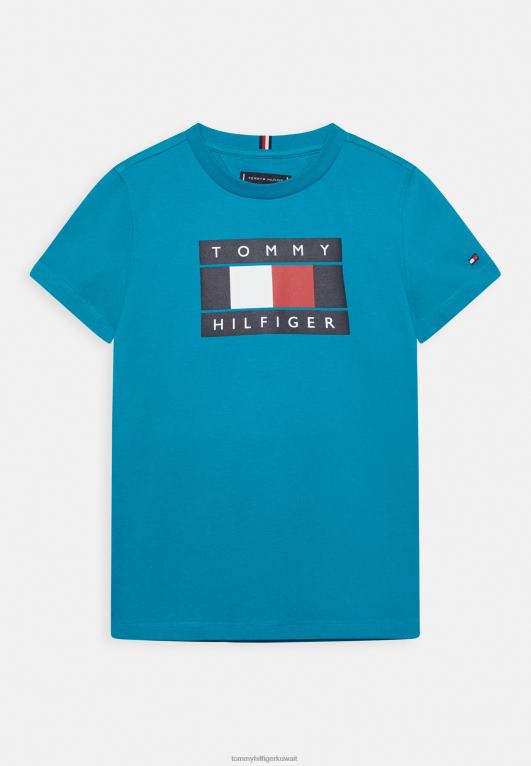 البط البري الجديد Tommy Hilfiger تي شيرت مطبوع عليه علم عالمي 446448031