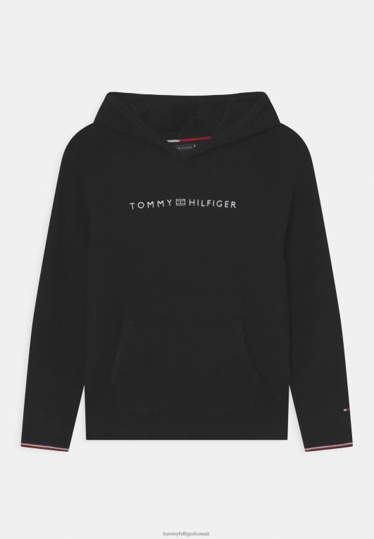 أسود Tommy Hilfiger كنزة بغطاء رأس وشعار واعي 446448037
