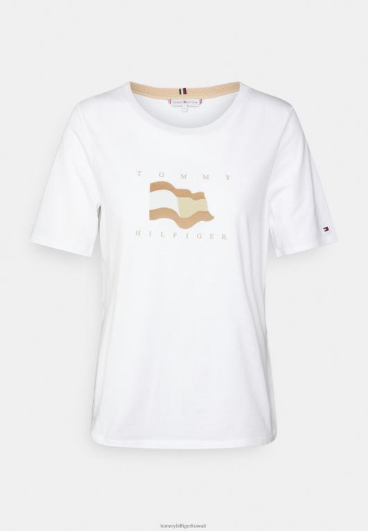 أبيض Tommy Hilfiger تي شيرت بطبعة علم مفتوح 446448052