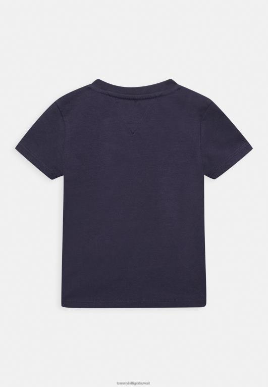 البحرية الشفق Tommy Hilfiger تي شيرت مطبوع عليه شريط للأطفال للجنسين 446448056