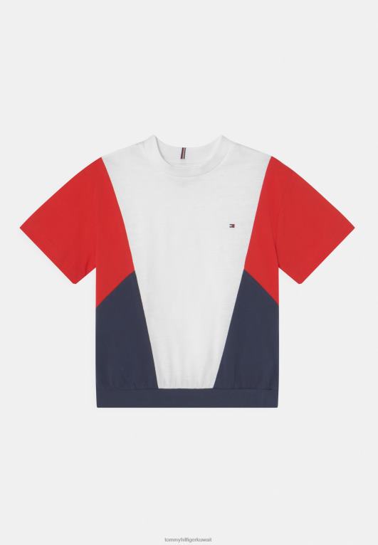 البحرية الشفق Tommy Hilfiger تي شيرت بطبعة كتل الألوان 446448059