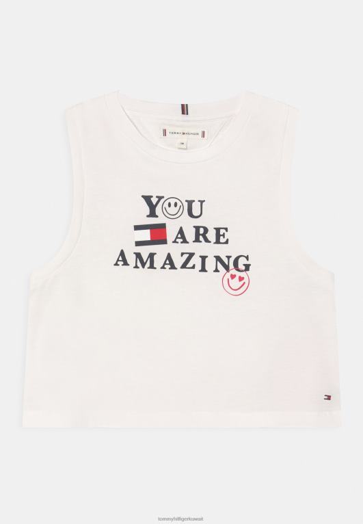 أبيض Tommy Hilfiger قميص بدون أكمام برسومات إيجابية 446448066