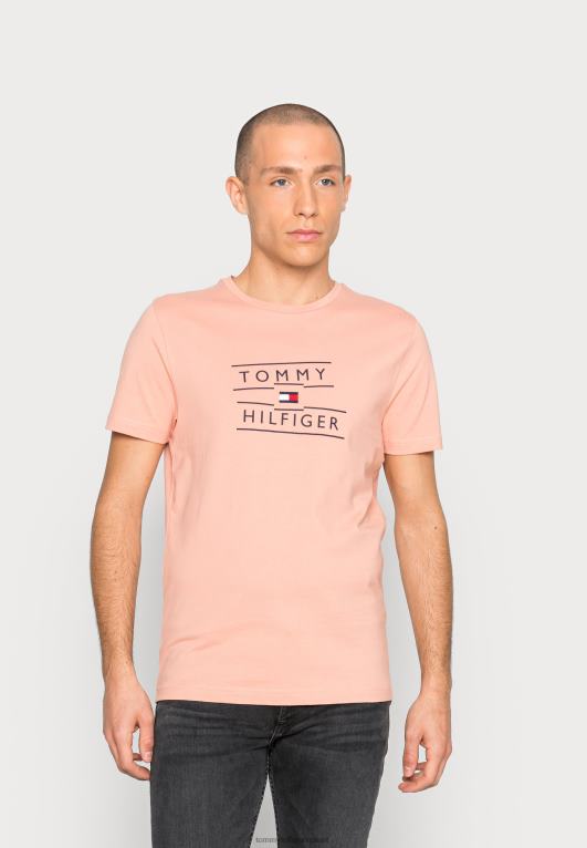 جوافة Tommy Hilfiger تي شيرت مطبوع عليه شعار مكدس للجنسين 446448071