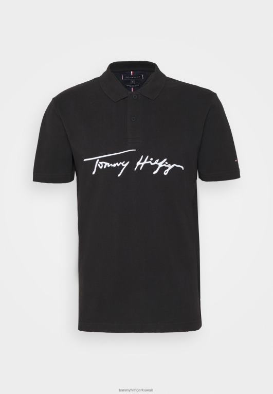 أسود Tommy Hilfiger قميص بولو بشعار جريء مميز 446448073